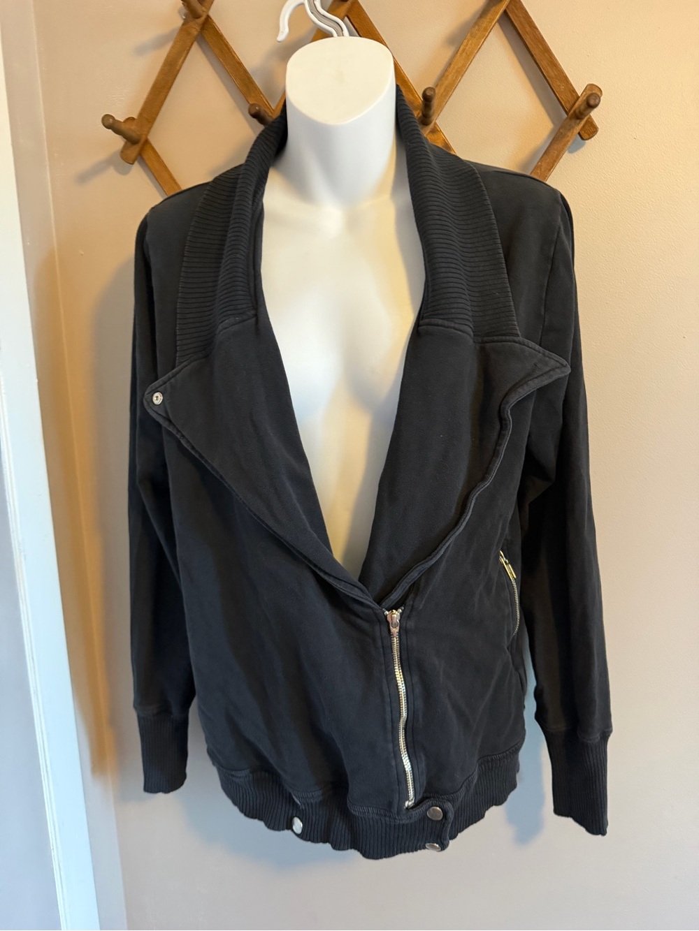 Green Dragon Black Moto Dragon Jacket Asymmetrical Zip Faded XL